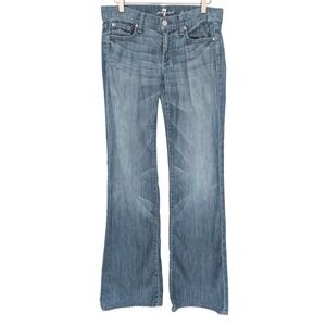 7 For All Mankind Dojo Jeans 29 Blue Low Rise Flare Wide Leg Med Wash Y2K Indie